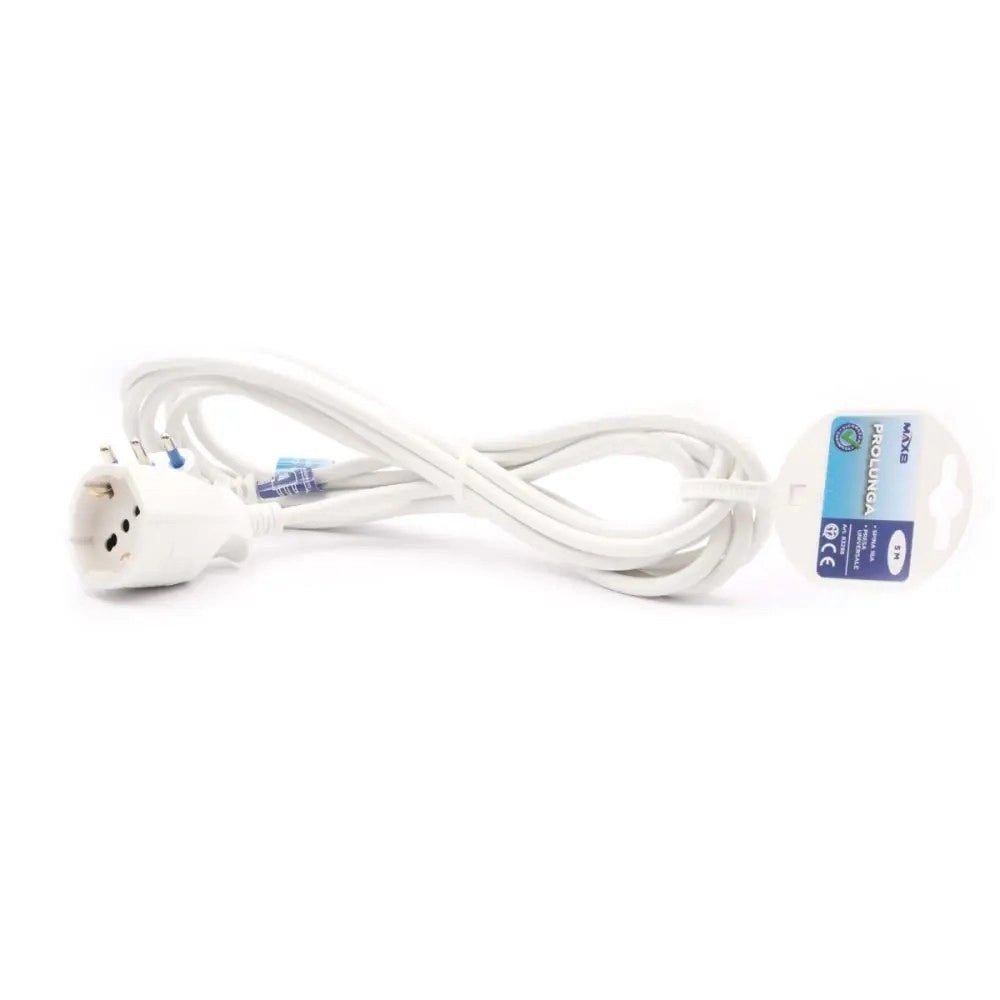 Trade Shop - Prolunga Lineare Cavo 5mt 90° Con Spina 16a Presa Universale Schuko Bianca 83288 -