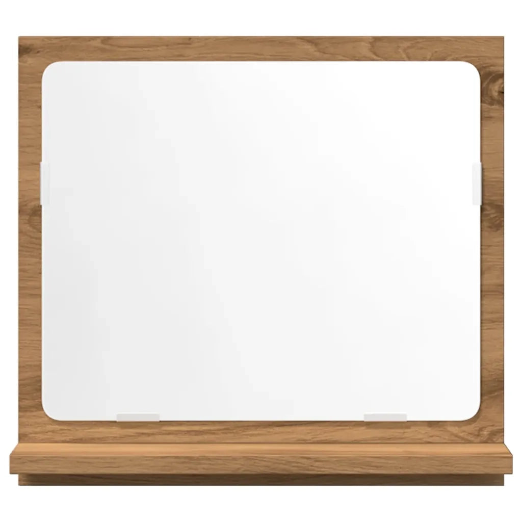 Elegante mobiletto a specchio per bagno dimensioni 40 x 11 x 37 cm con ripiano fisso in legno di rovere composito. Codice articolo: 02_0050786.