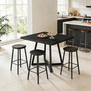 Tavolo da pranzo quadrato industriale 80 cm in MDF e metallo nero
