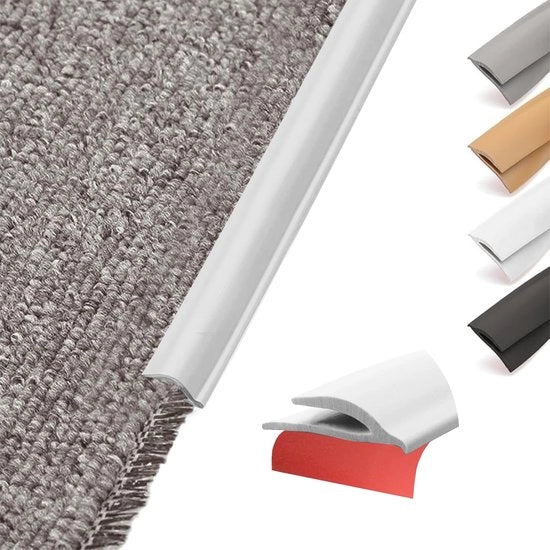 Profilo di transizione in PVC flessibile, striscia di transizione autoadesiva per pavimento in moquette e in vinile, lamina e pavimento in legno, striscia finale in PVC (bianco)