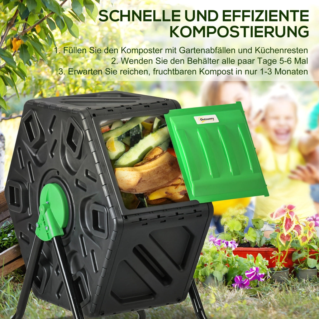 COMPOSTATORE ROTANTE 65 L 60x49x77 cm Plastica Nero
