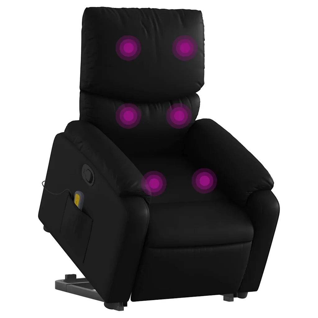 Poltrona | Sedia Relax Alzapersona Reclinabile Massaggio Nero Similpelle