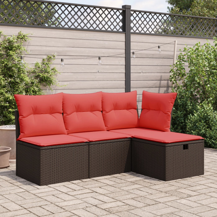 Sgabello da giardino con cuscino marrone 55x55x37 cm in polyrattan 366230