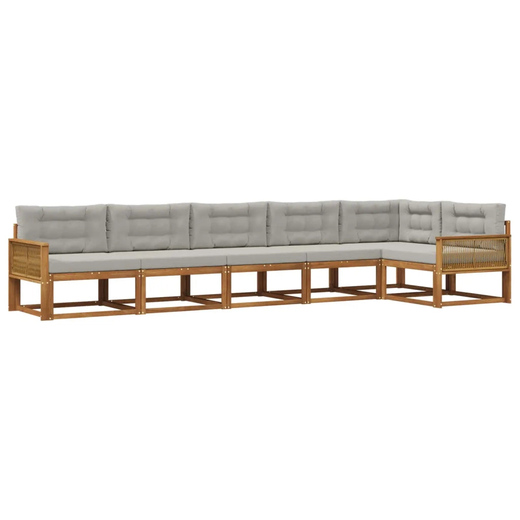 Set di divani da esterno 6 pz Naturale e Grigio chiaro 3382609