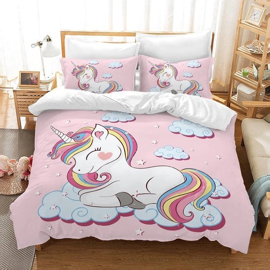 Set di coperte per bambini con stampa 3D di un coniglio e fiori in rosa