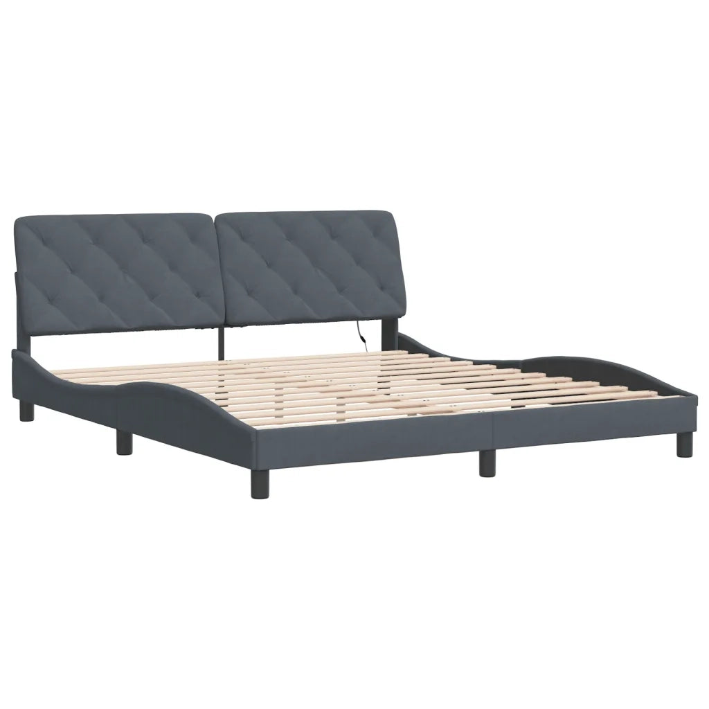 Giroletto con LED senza Materasso-Struttura Letto Grigio Scuro 180x200 cm in Velluto