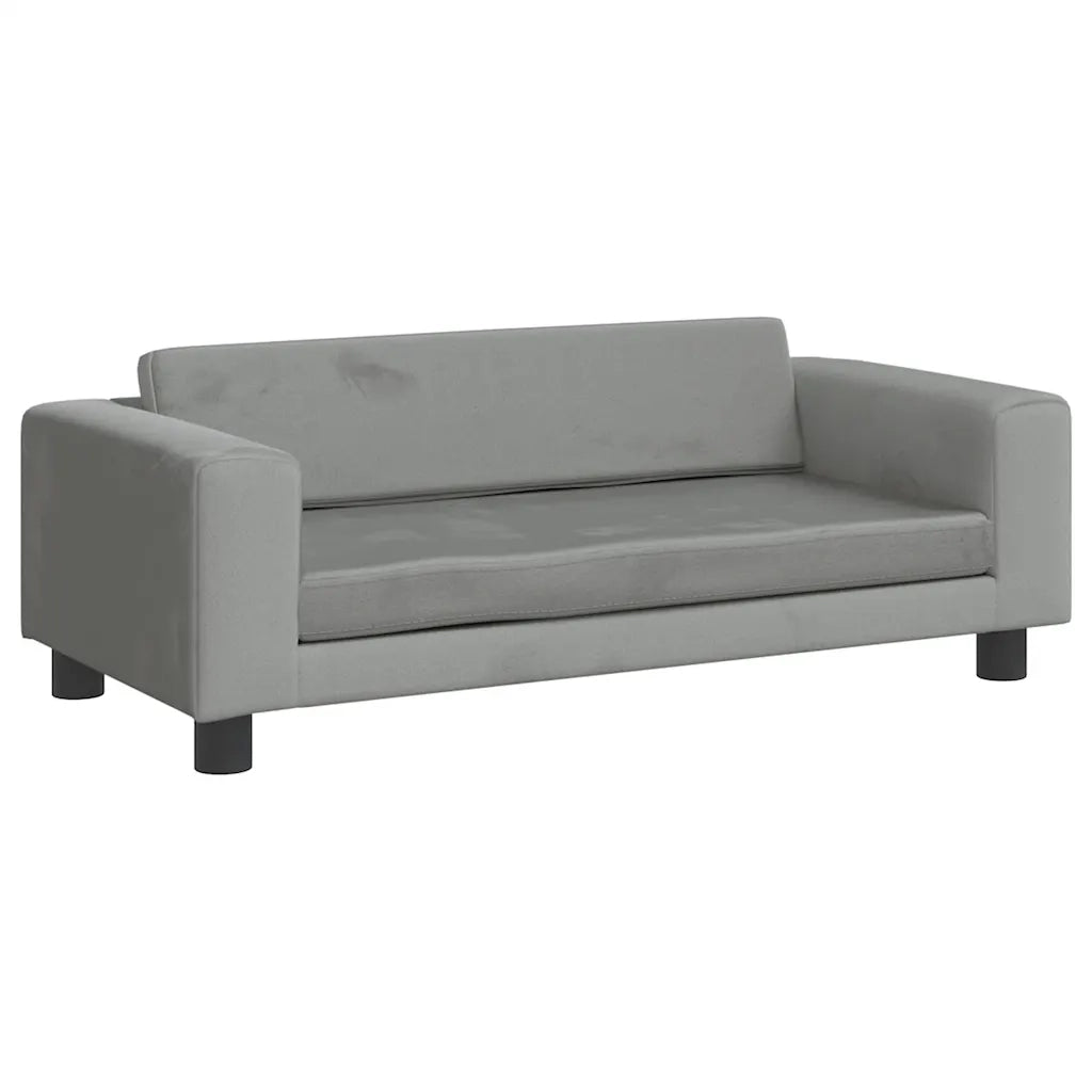 Divano Bambini Poggiapiedi-Sofa-Divanetto Bambini Grigio Chiaro 100x50x30 cm Velluto
