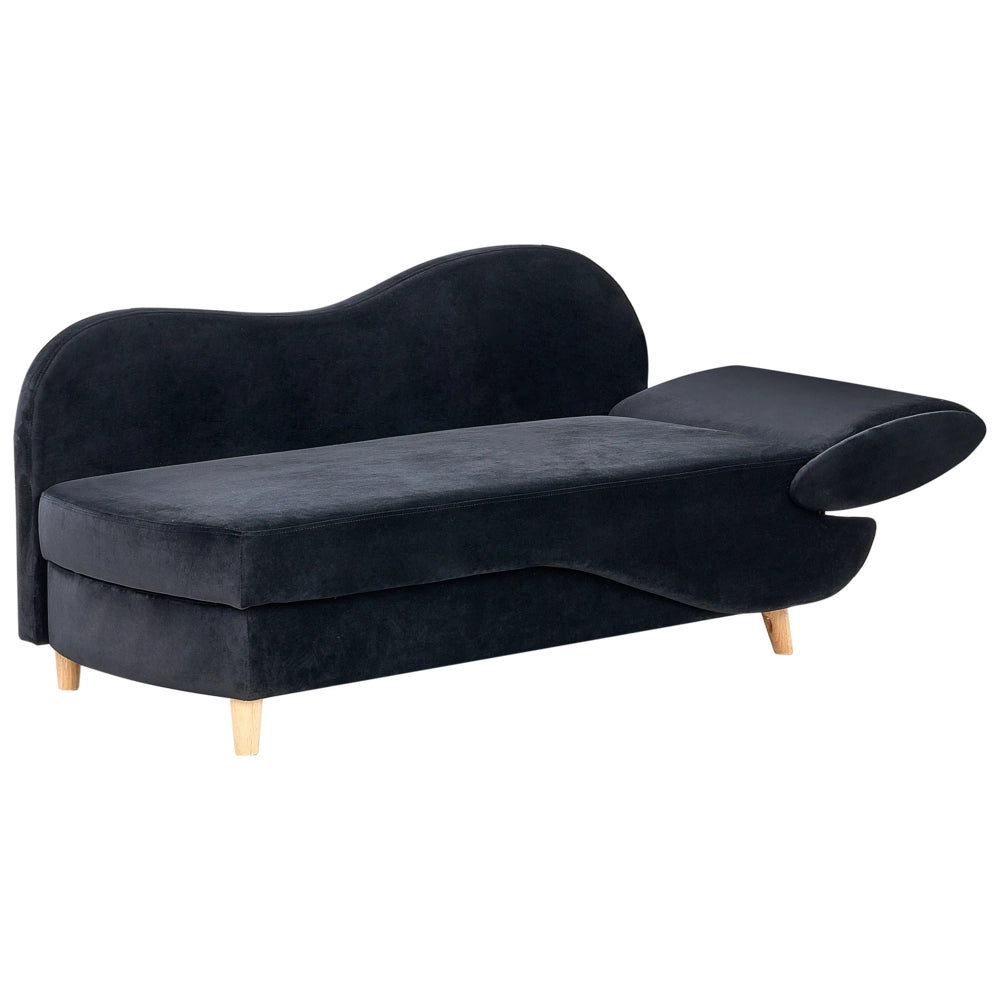Chaise Longue in velluto nero lato destro con contenitore stile moderno soggiorno