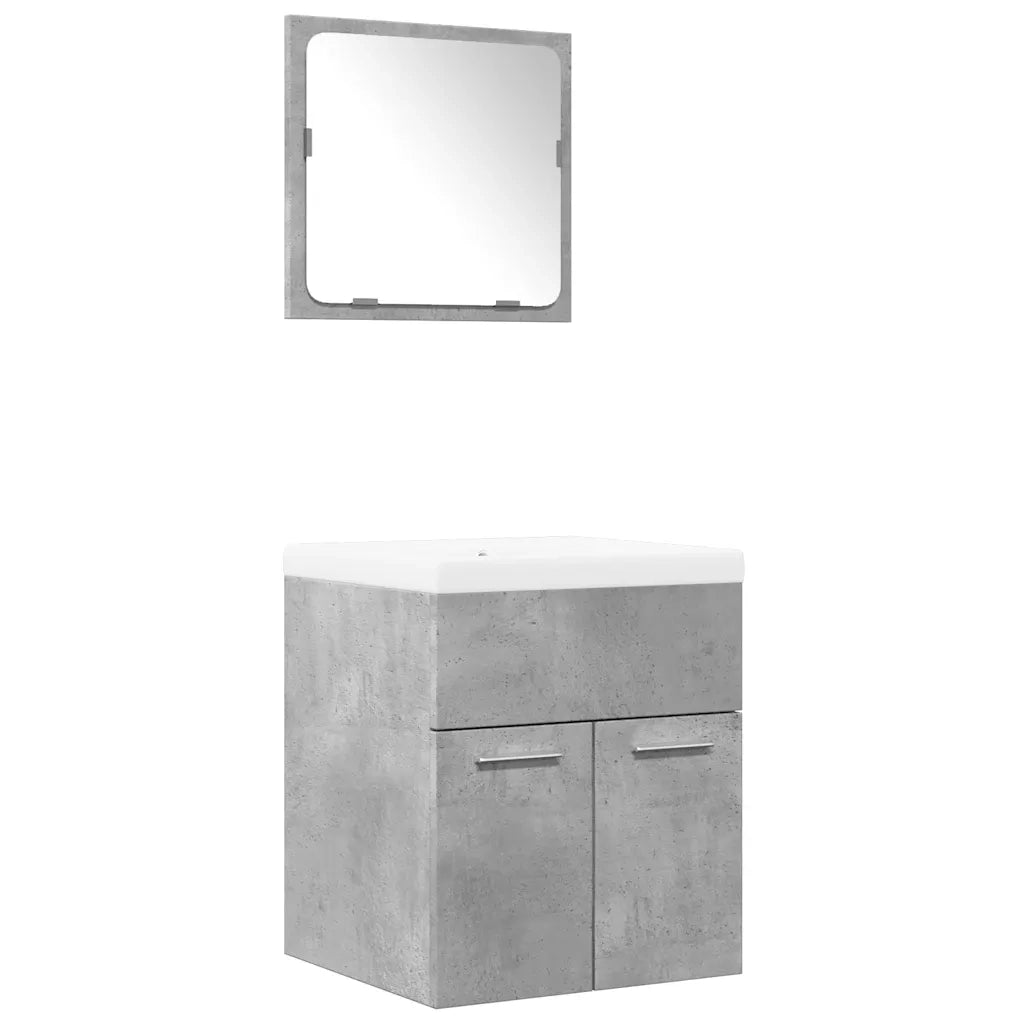 vidaXL Set Mobili da Bagno 3 pz Grigio Cemento in Legno Multistrato