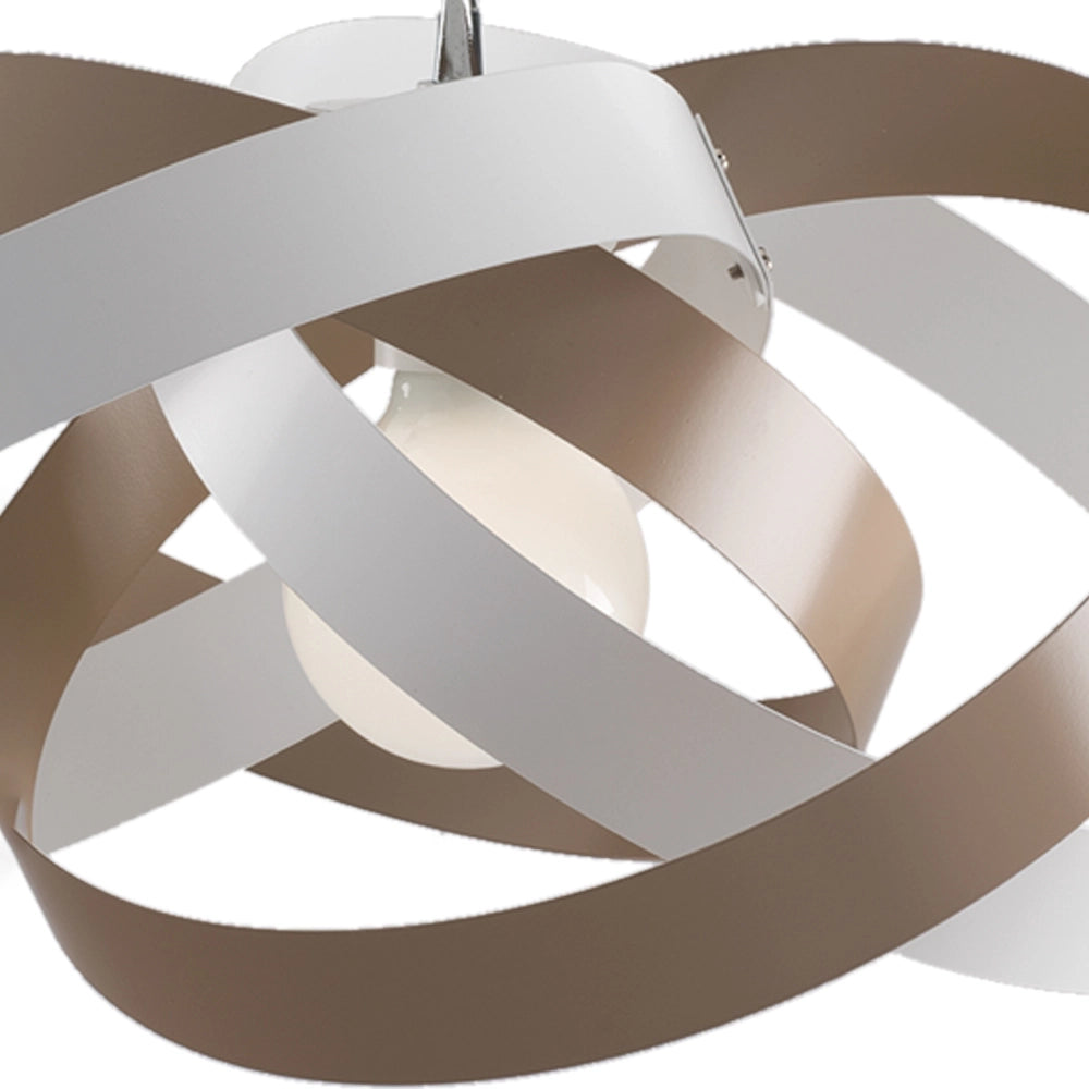Sospensione Moderna Vertigo 1 Luce 4 Cerchi Ferro Laccato Bianco E Tortora
