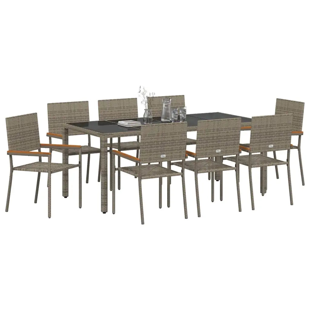 Set da Pranzo per Giardino 9 pcs Grigio polyrattan 3365400