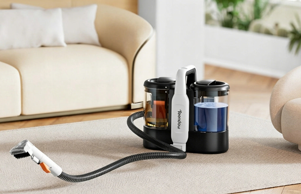 Aspirapolvere Lavapavimenti Tessuti 500W 11kPa con Doppio Serbatoio Acqua; Pulitore per Tappeti e Divani