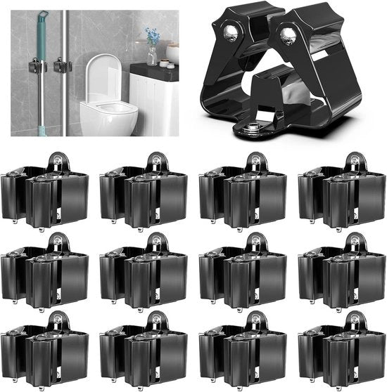 Organizzatore di attrezzi per parete - Supporto per strumenti - Organizzatore per la casa - Ruote regolabili - 12 pezzi - Nero