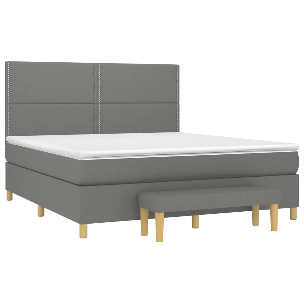 Giroletto a Molle con Materasso Grigio Scuro 160x200 cm Tessuto 3137086