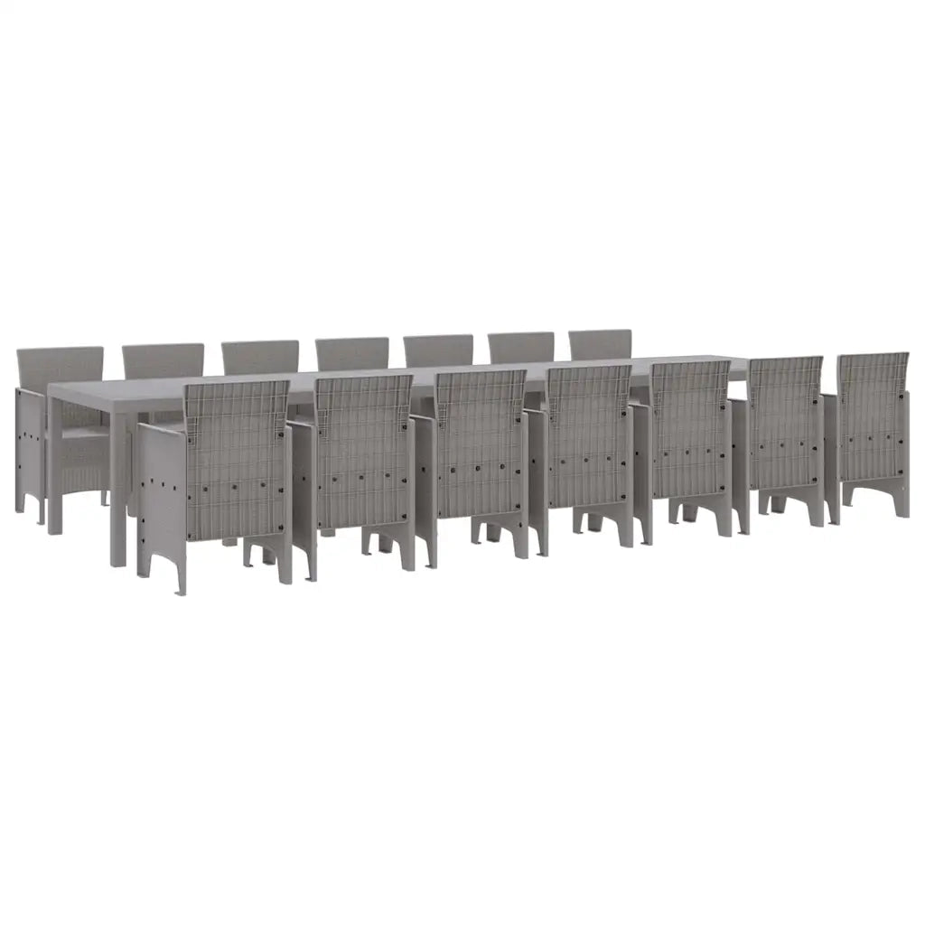 Set da pranzo da giardino con cuscini 15 pcs Grigio chiaro PP 3378807