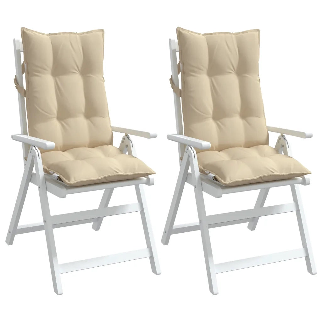 Cuscini per Sedia con Schienale Alto 2 pz Beige Tessuto Oxford 377611