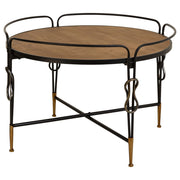 Tavolino in legno e metallo nero 78x78x53h cm