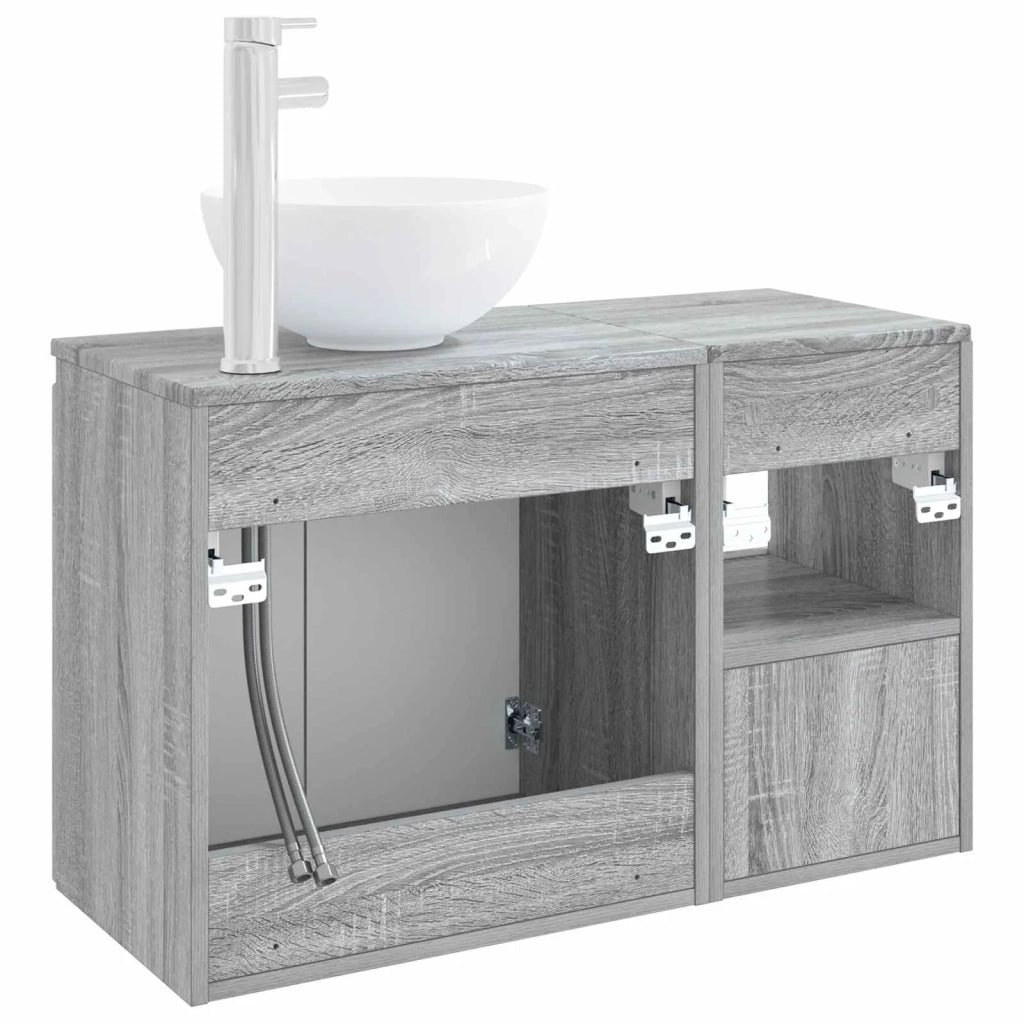 Set di mobili per il bagno 2 pz Sonoma grigio 3404040