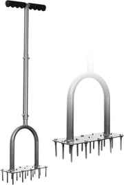 Luminaria per prato, spina, metallo, taglio manuale, ventilazione del prato, prato con 15 spine metalliche, ventilatore per prato preassemblato, attrezzo
