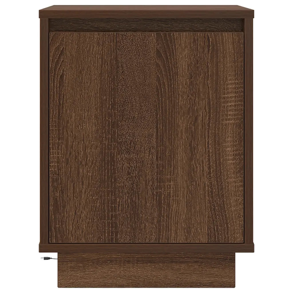 Comodino con Luci LED Rovere Marrone 38x34x50 cm 861277