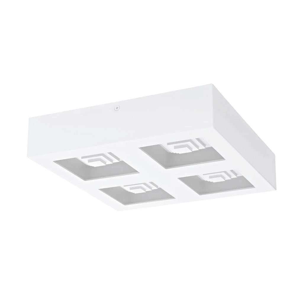 Plafoniera Moderna Ferreros Acciaio Bianco 4 Luci Led Integrato 6,3W