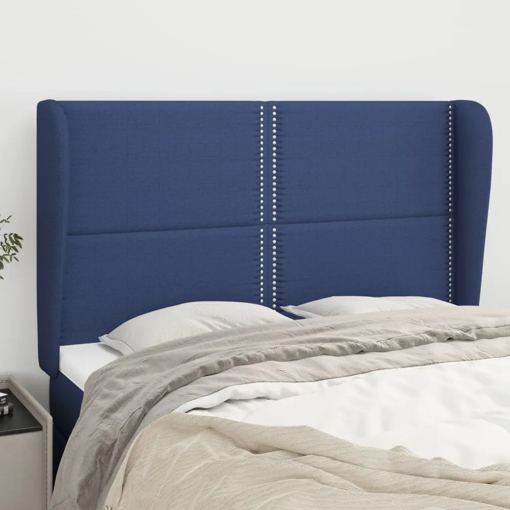 Testiera ad Orecchio-Testata con Orecchie Blu 147 x 23 x 118/128 cm in Tessuto 147549