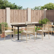Set da Pranzo da Giardino 7 pz con Cuscini Beige in Polyrattan 3213636