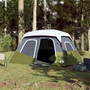 Tenda Famiglia con LED 6 Persone-Tenda da campeggio Verde Chiaro Rilascio Rapido