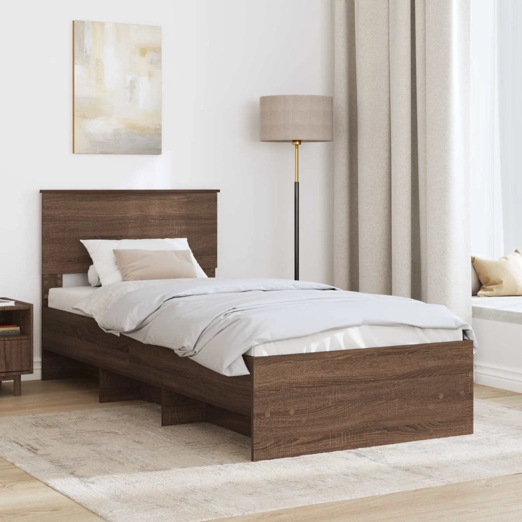 Struttura del letto con testiera Rovere Marrone 80 x 200 cm