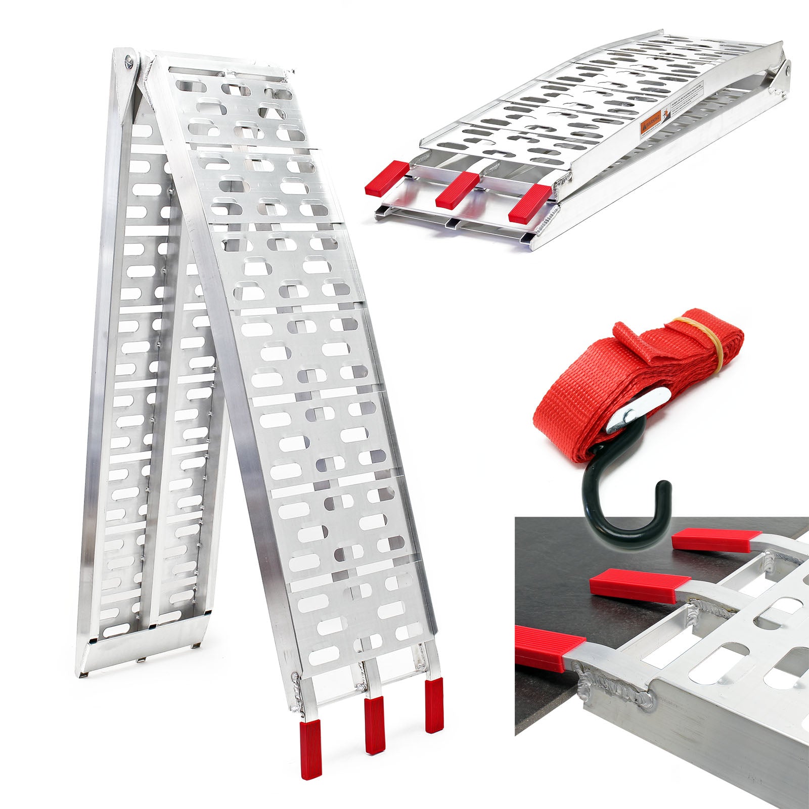 Rampa per moto in alluminio Pieghevole Portata max 340 kg Rampa di carico 220x28 cm