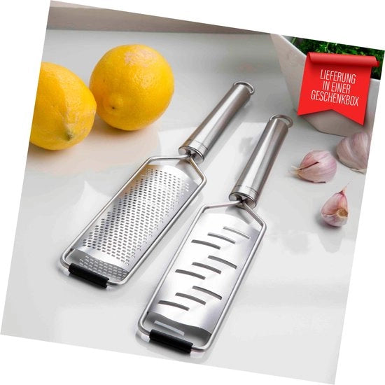 Raspia 2 in 1 da cucina in acciaio inossidabile | Raspia in acciaio inossidabile con manico ergonomico | Set multifunzionale da formaggio Parmigiano, formaggio | Manico da raspia da cucina in stile elegante