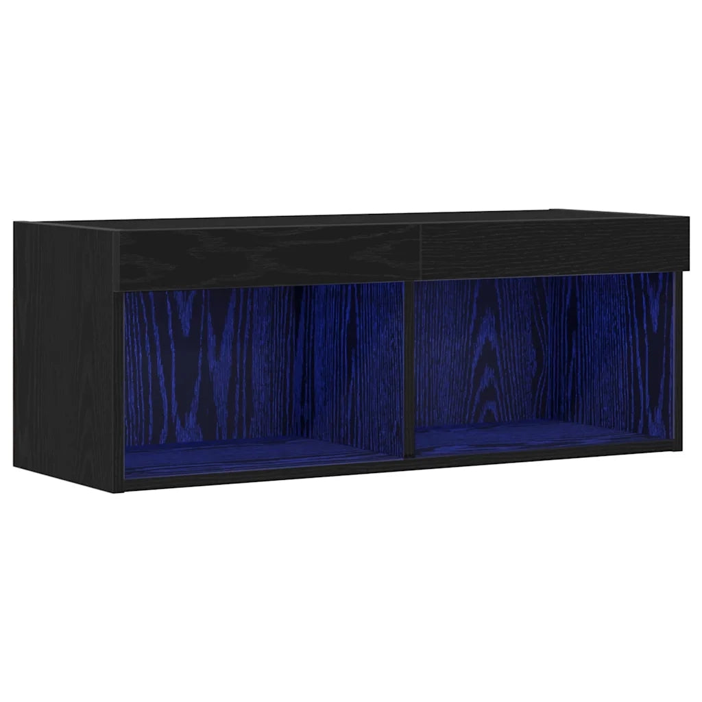 Set mobile TV-Credenza per TV Rovere Nero 80 x 30 x 30 cm Legno multistrato