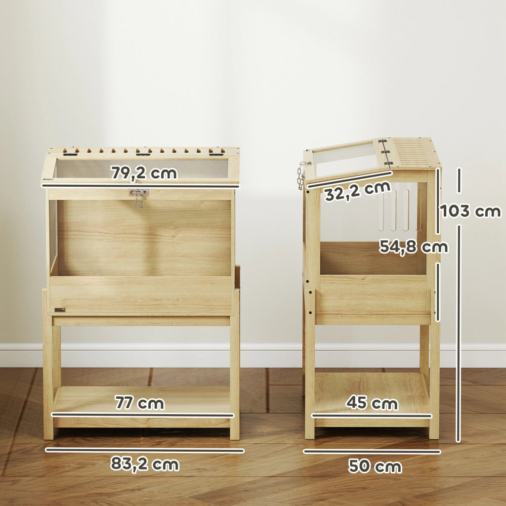 Casetta per criceti in legno con ripiano e coperchio ¨C zephmum ¨C 83x50x103 cm