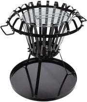 Fornello da giardino con griglia in acciaio cromato base piattaforma - Circolare 136 x Ø 50 cm - Metallo nero verniciato