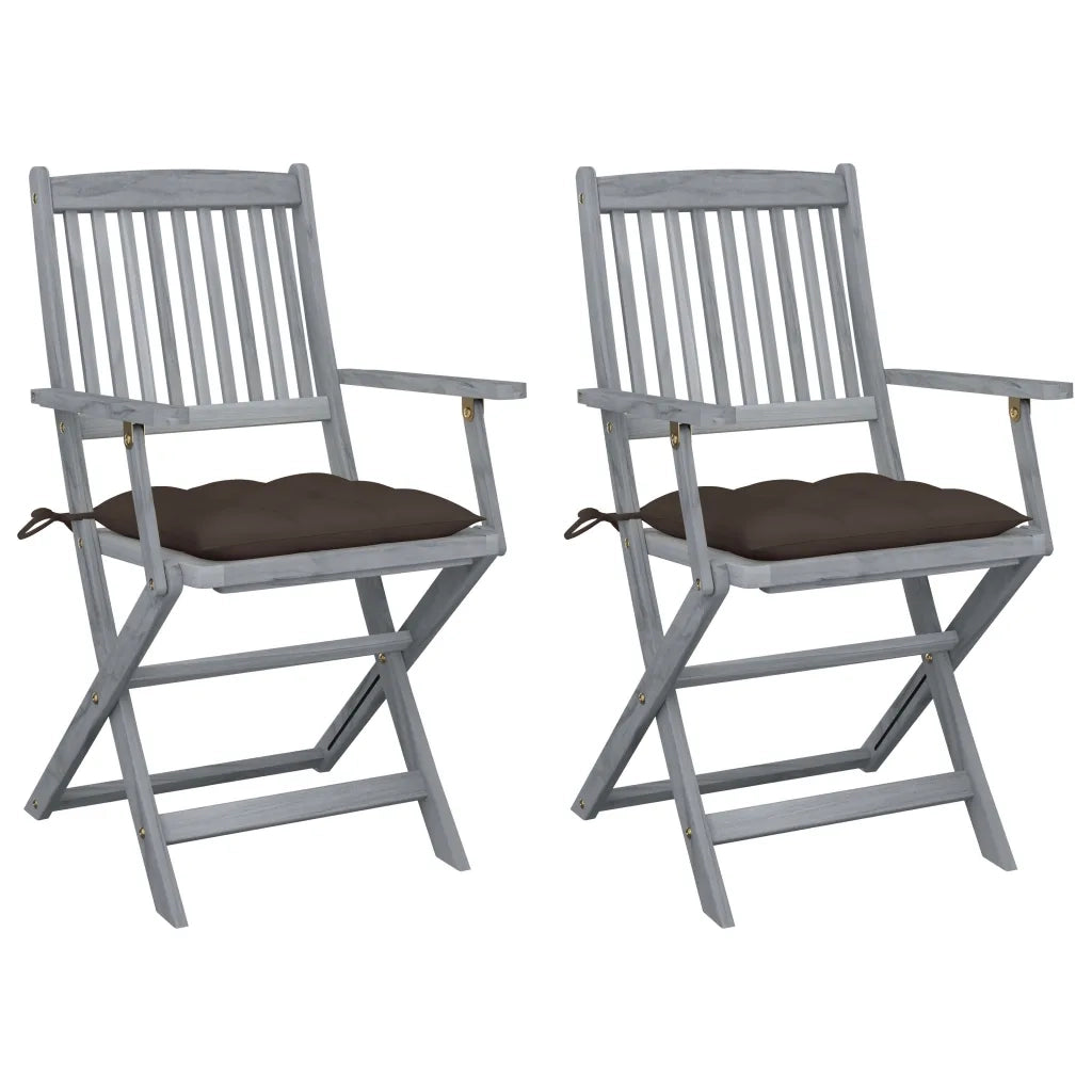 Sedie da Giardino Pieghevoli 2pz con Cuscini in Massello Acacia cod mxl 6914
