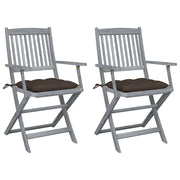 Sedie da Giardino Pieghevoli 2pz con Cuscini in Massello Acacia cod mxl 6914