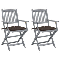 Sedie da Giardino Pieghevoli 2pz con Cuscini in Massello Acacia cod mxl 6914