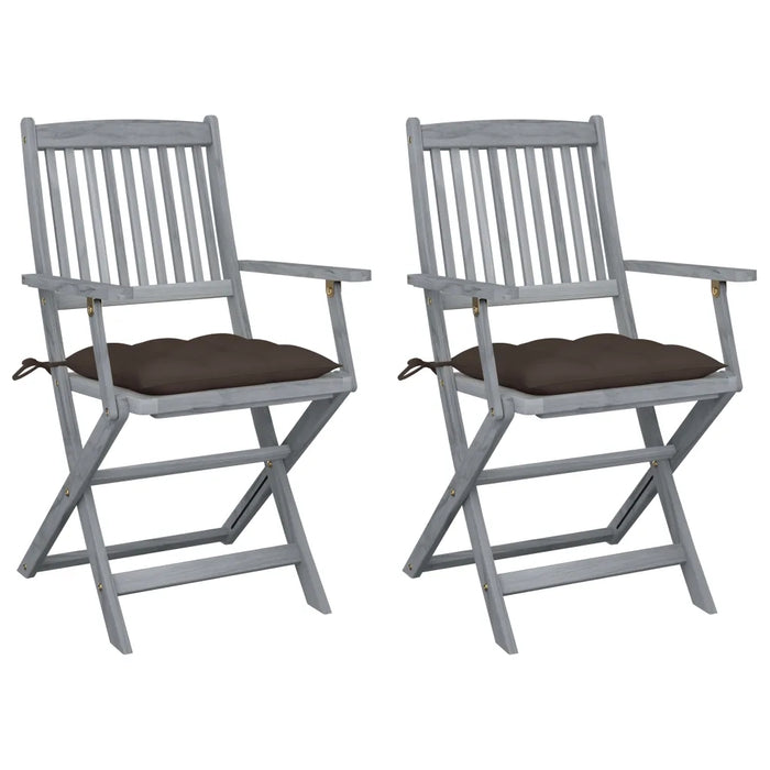 Sedie da Giardino Pieghevoli 2pz con Cuscini in Massello Acacia cod mxl 6914