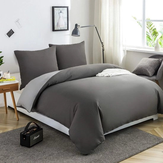 Set di coperte da letto di alta qualità con microfibra morbida con chiusura a zip in tonalità grigie a doppia faccia