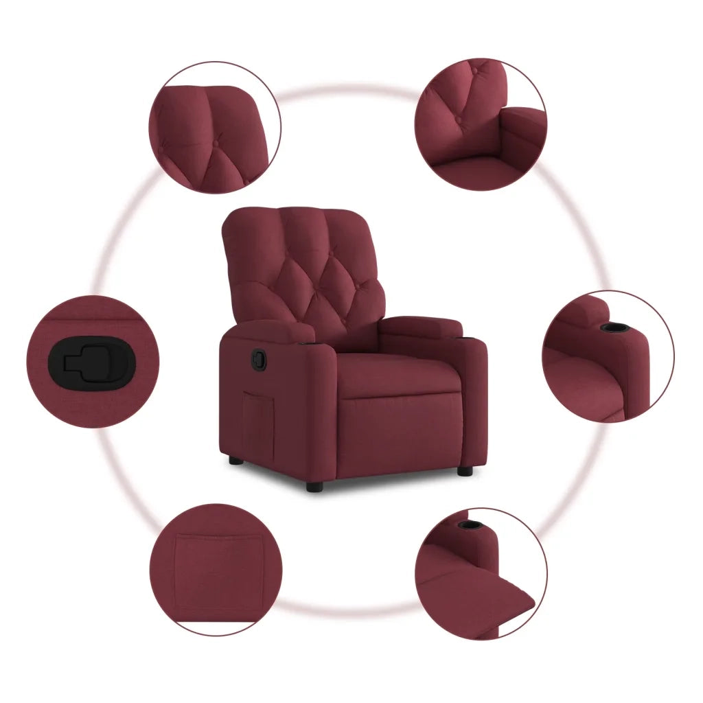 Poltrona | Sedia Relax Reclinabile in Tessuto Rosso Vino