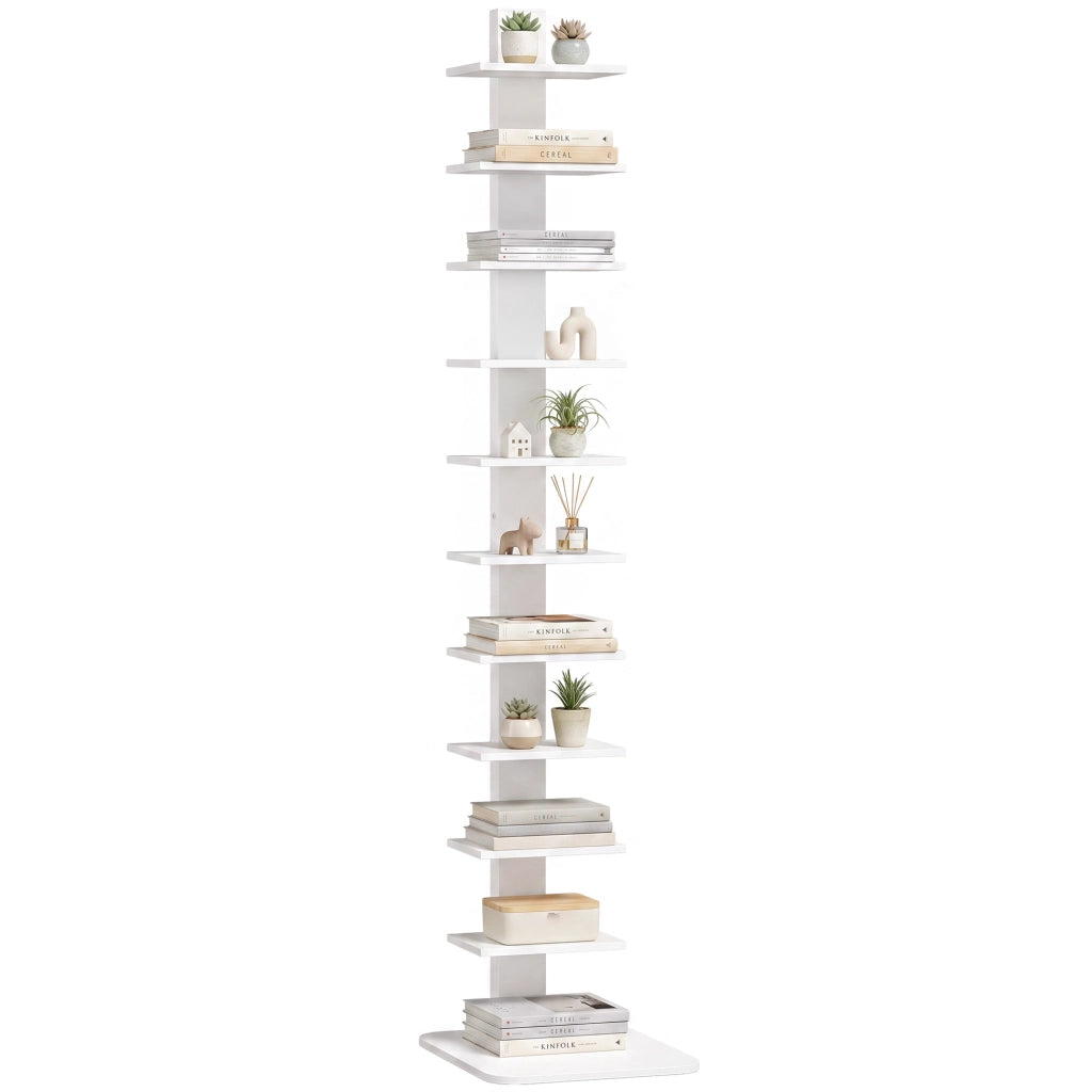 Libreria Torre 11 Ripiani, Scaffale Alto e Stretto Salvaspazio, Bianco