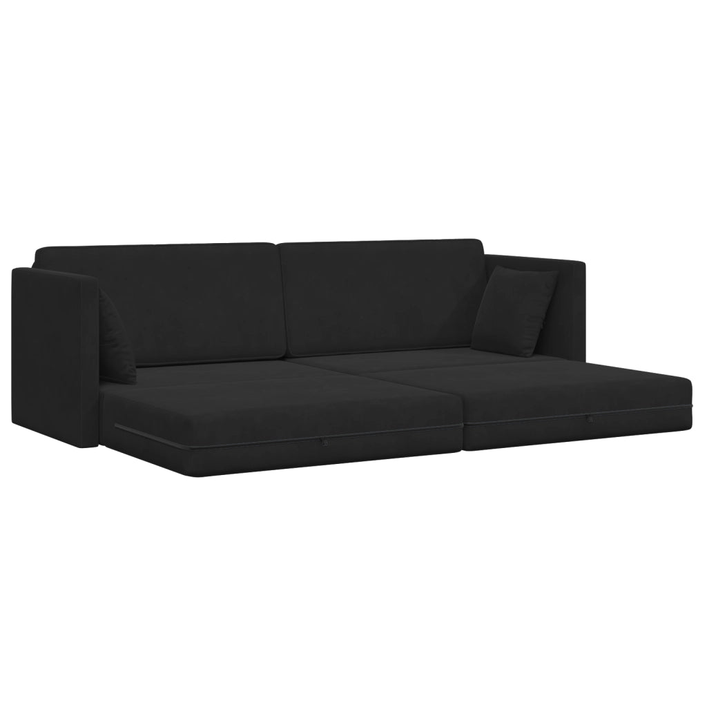 Divano Letto 2-in-1 Nero 213x144x60 cm