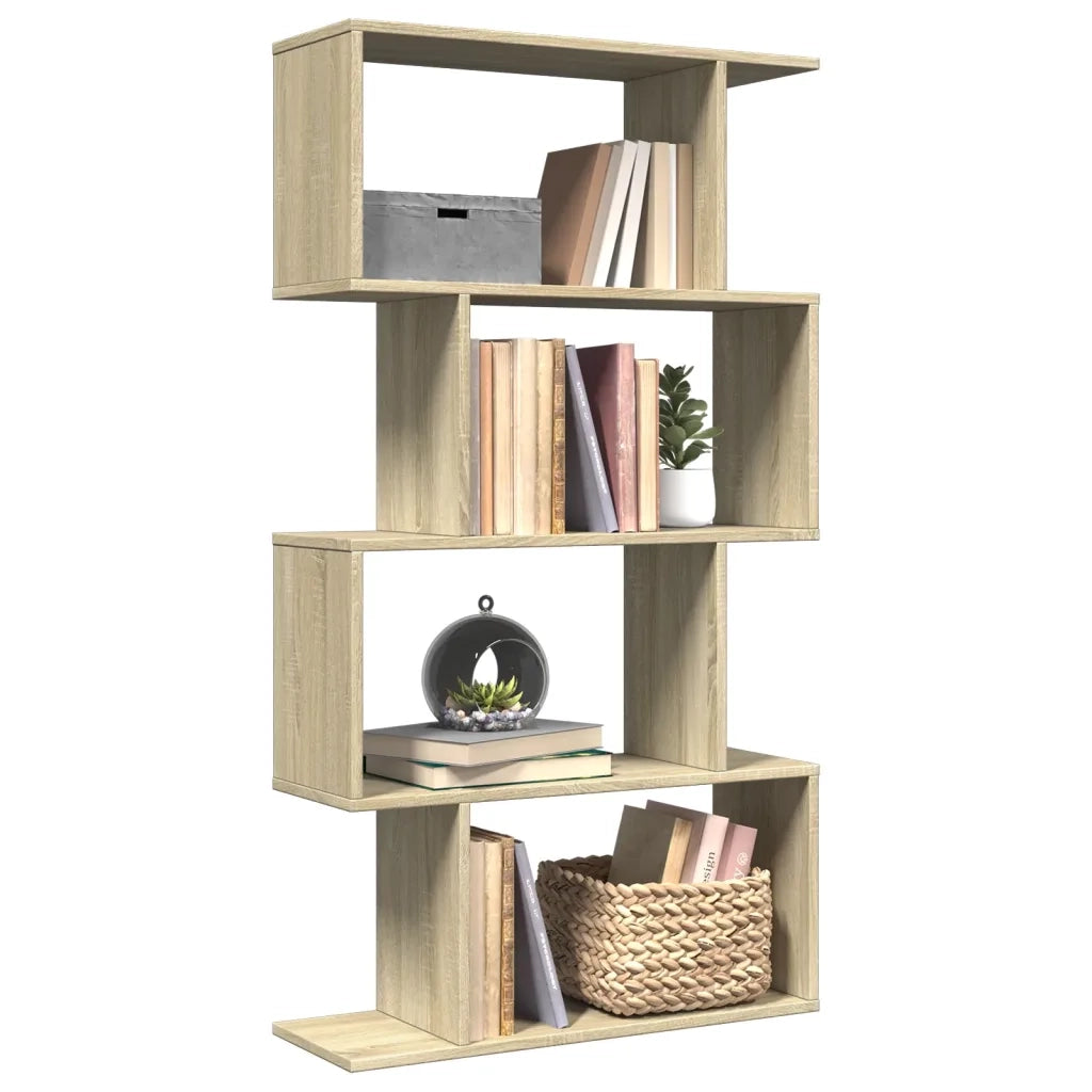 Libreria Divisorio 4 Ripiani-Scaffale per Libri-Mobile di Stoccaggio Sonoma 70x24x129 cm in Truciolato
