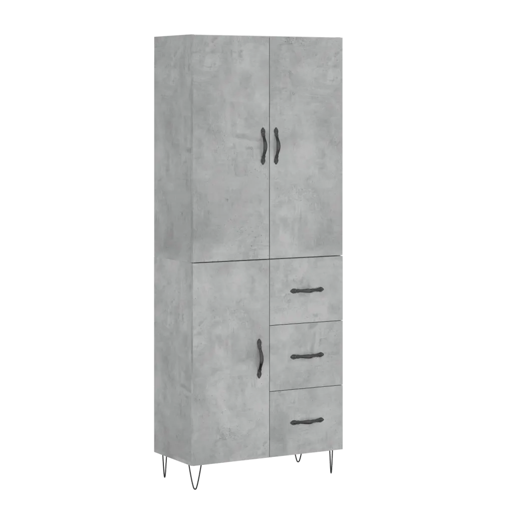 Credenza-Buffet-Armadio da cucina Grigio Cemento 69,5x34x180 cm in Legno Multistrato 847481