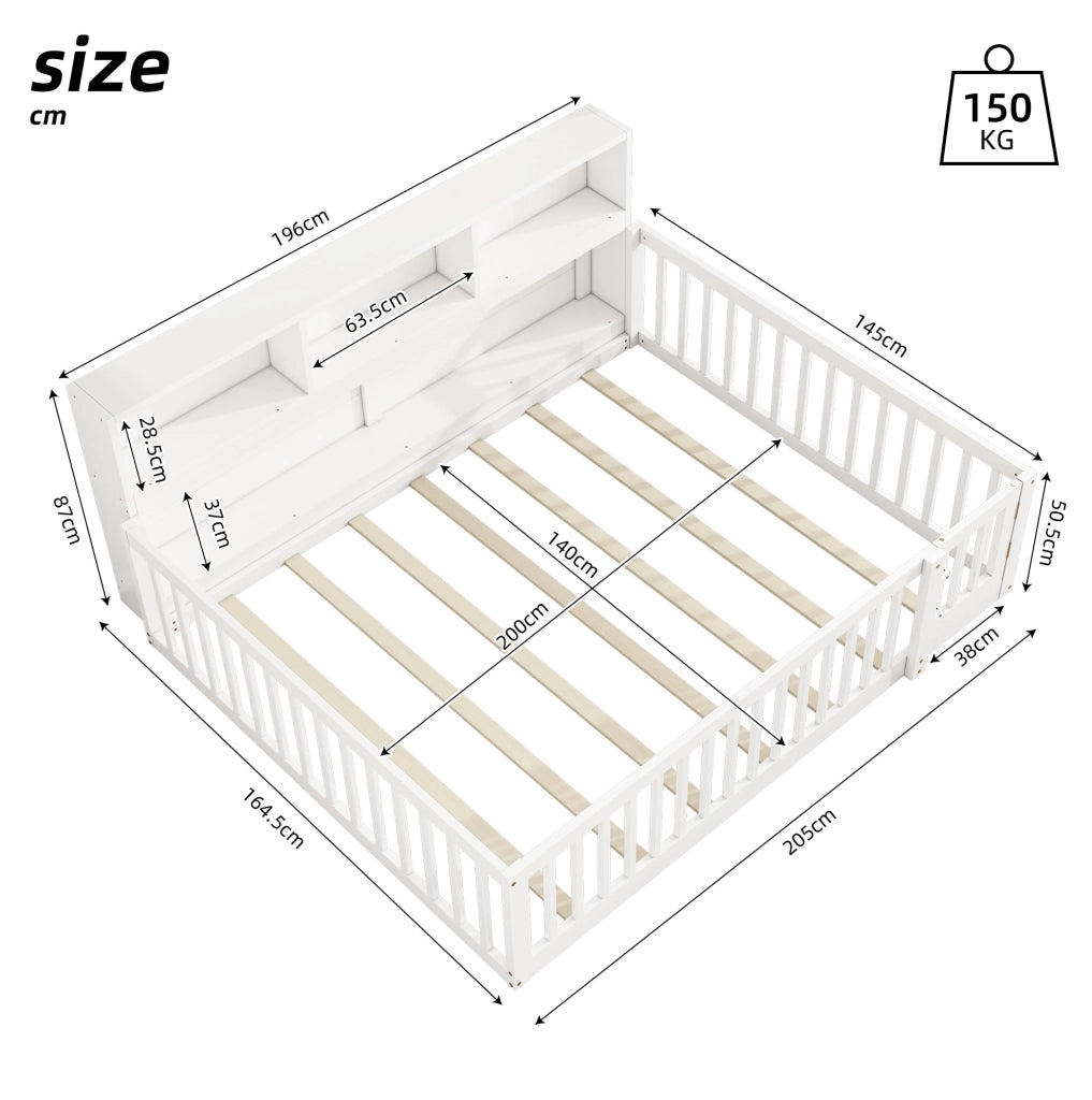 Letto da giorno 140x200 cm con vani laterali, bianco