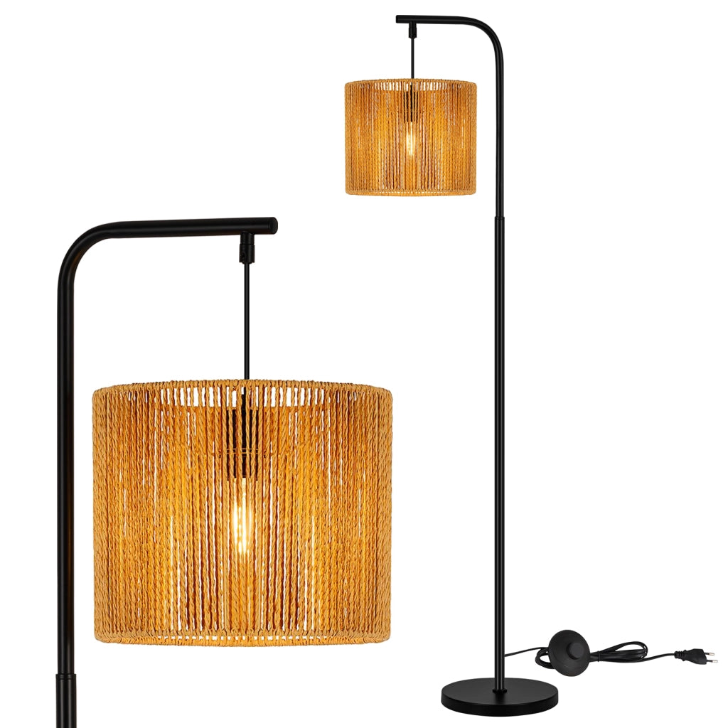 ZMH Lampada da Terra Vintage Nera E27 40W con Interruttore a Pedale Alta 164cm Adatta per Camera da Letto o Ufficio
