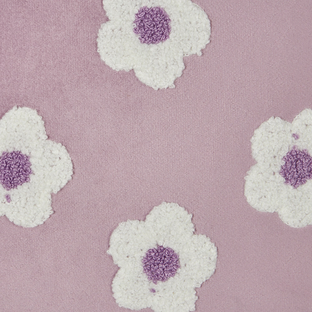 Set di 2 cuscini in velluto lilla ricamati con motivo a fiorellini 45 x 45 cm morbida imbottitura