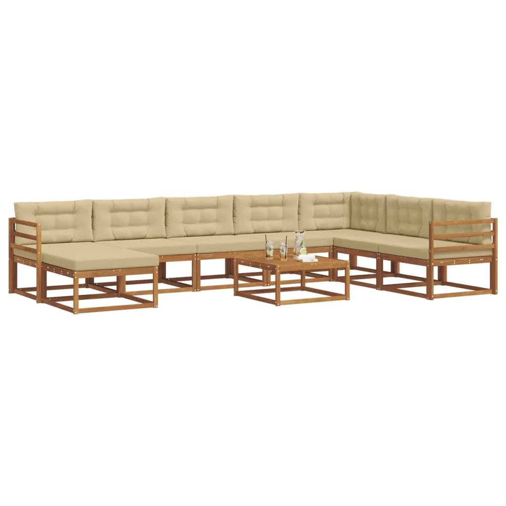 Set di divani da esterno con cuscino 9 pcs Naturale e Beige 3368021
