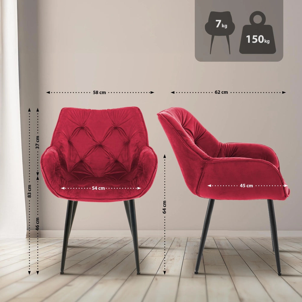 Sedia Tanna in velluto rosso