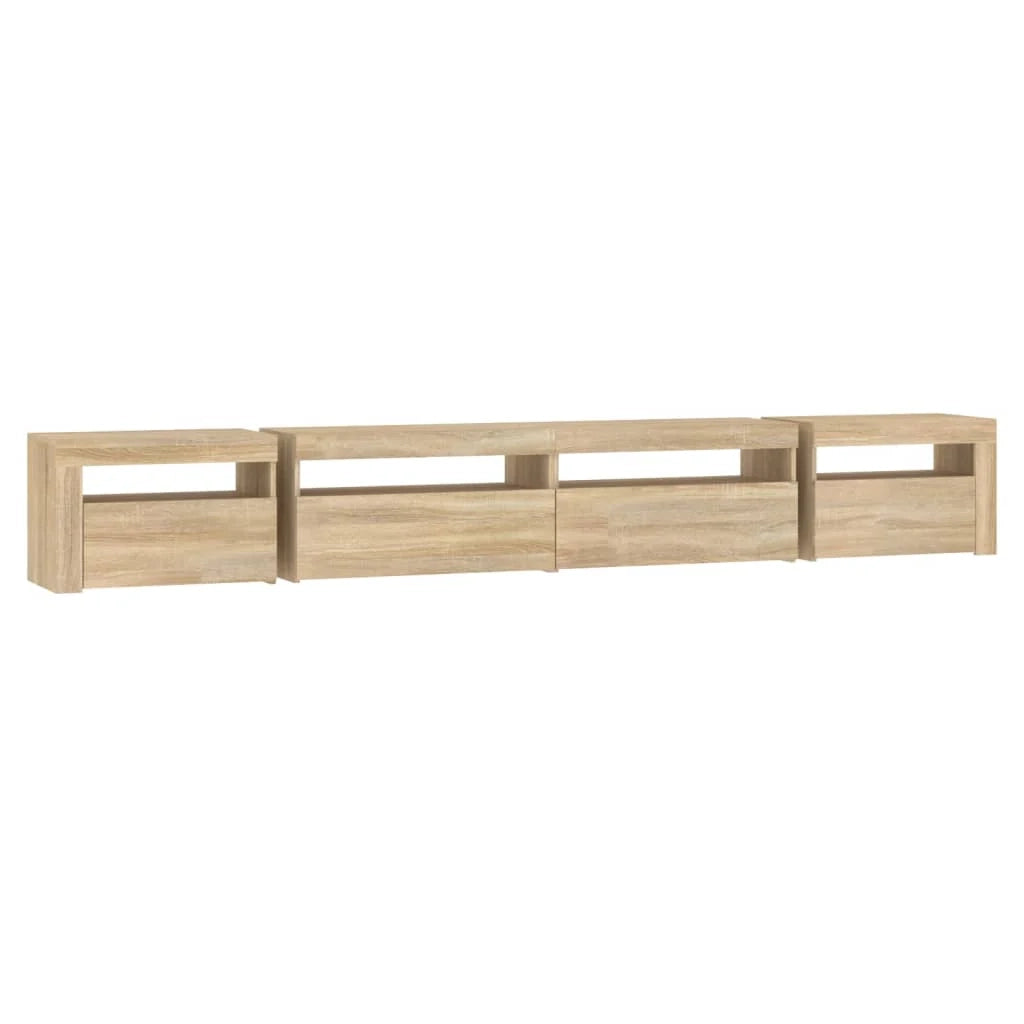 Mobile TV multimediale mensola TV credenza mobile TV sala da pranzo soggiorno camera da letto con luci LED rovere Sonoma 270 x 35 x 40 cm marrone 02_0026777